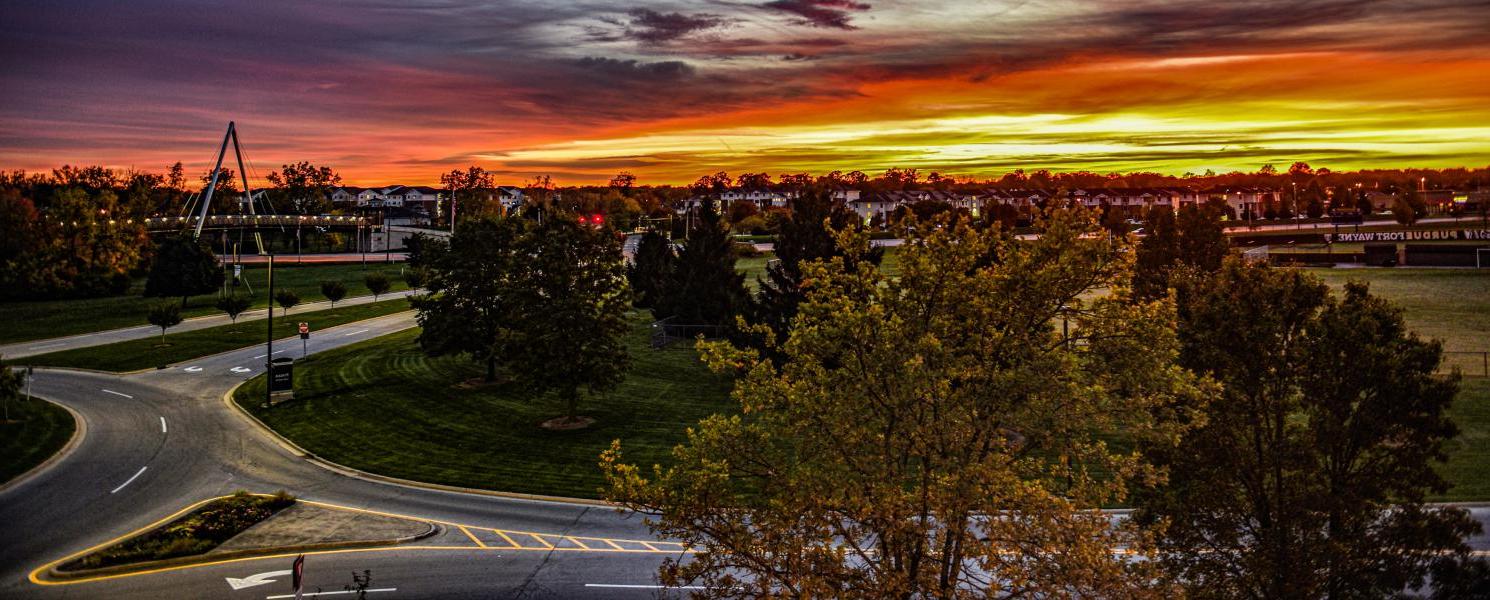 Morning sunrise on the campus.